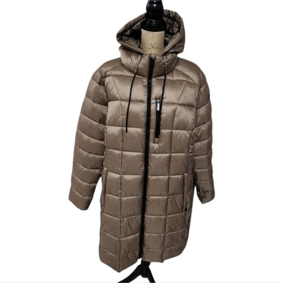 Michael Kors Truffle Champagne packable long puffer coat plus size 2X new!!! - Picture 1 of 14